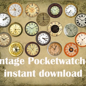 QUADRANTI DI OROLOGI VINTAGE Cerchi artigianali - Download immediato Stampa digitale - Tappi di bottiglia, adesivi, orologi antichi industriali Steampunk
