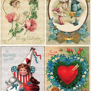 16 Antique Valentine's Day Postcards Digital Download