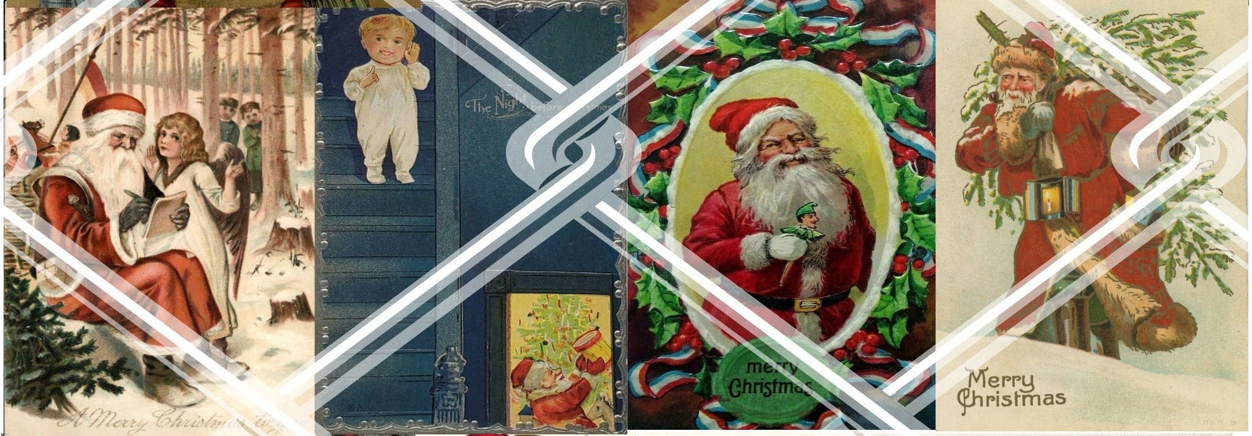 Christmas Vintage Cards,vintage Santa Images,scrapbook,printable