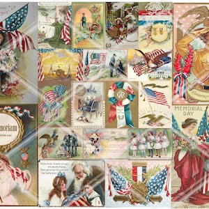 Vintage Erinnerungstag Postkarten, druckbare Karten, druckbare Vaterland Tags, digitaler Download, Satz von 20 Bildern, Größe: 14 cm * 10 cm 5,5 "* 3,9"