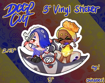 SET OF 2 Splatoon 3 Deep Cut 3&quot; Vinyl Sticker | Shiver/Frye/Big Man