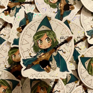Witch Hat Atelier Coco and Brushbuddy 3&quot; Glitter Vinyl Sticker