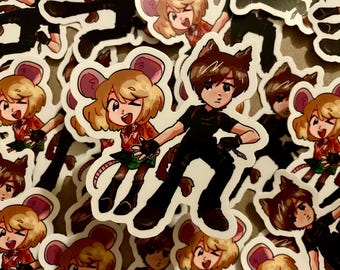 Autocollant en vinyle 3" Ashley chat Léon/souris RE4 | Resident Evil 4