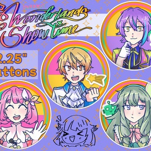 RESTOCKED: Wonderlands x Showtime Holographic 2.25&quot; Buttons | Project Sekai | Vocaloid
