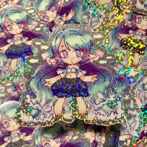 Sparkling Moon Jelly 3&quot; Glitter Vinyl Sticker