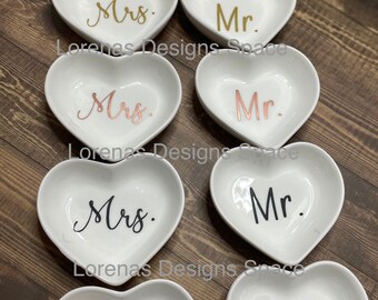 Mr /& Mrs Love Heart Ice Cream Cereal Food Dessert Bowls /& Spoon Wedding Gift Set