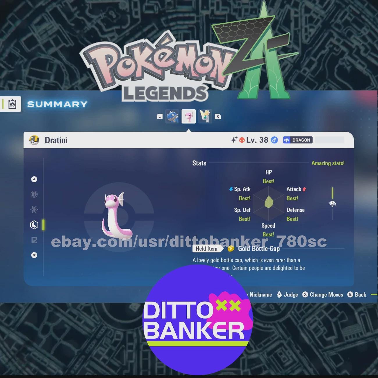 Pokemon Leggende ZA ✨ Shiny Dratini ✨ ALPHA Lv.38 IV Perfetti - Per Nintendo Switch