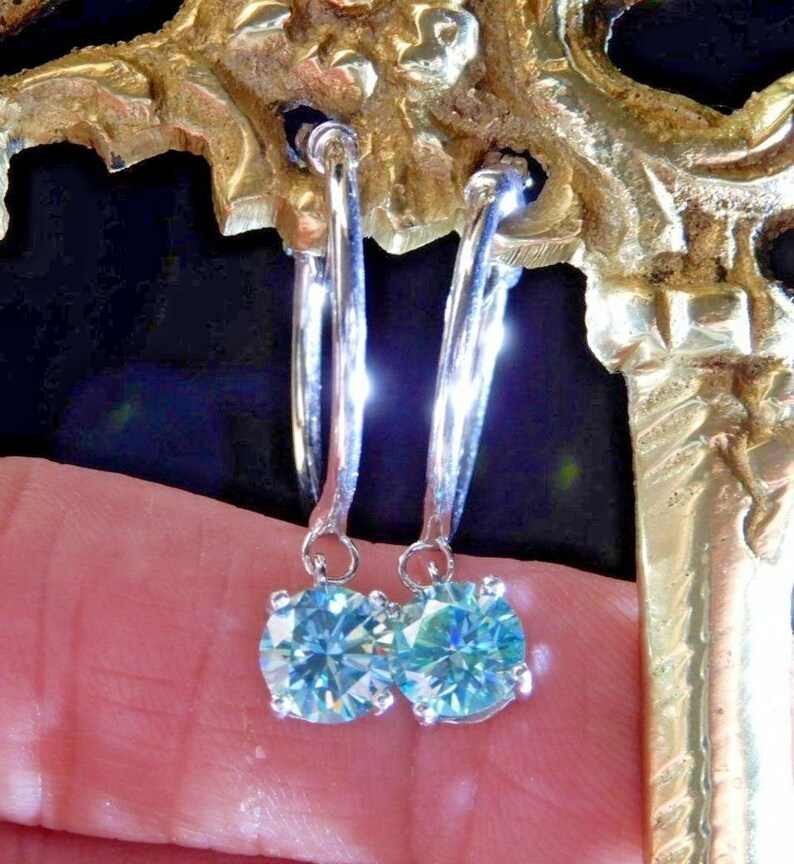 2.00 Ct. 10K White Diamond Earring Moissanite Diamond 14K White Gold And Sterling Silver Round Cut Lab Created Diamond Hoop Earring