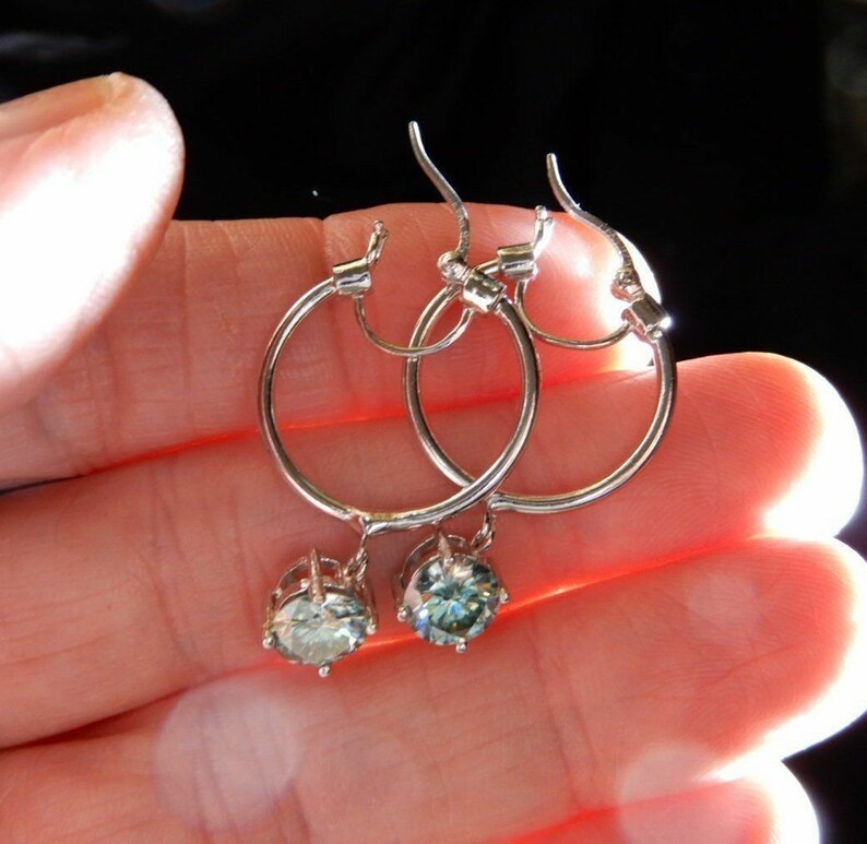 2.00 Ct. 10K White Diamond Earring Moissanite Diamond 14K White Gold And Sterling Silver Round Cut Lab Created Diamond Hoop Earring