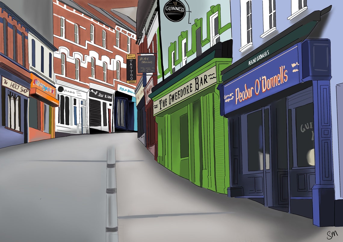 Waterloo Street Derry Art Print Derry City Art Print Derry Art Northern