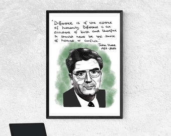 John Hume Art Print with Quote | Derry Art | John Hume Art | City of Derry Art | Irish Art