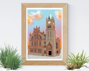 Guildhall Derry Art Print | Derry Art Print | Derry Ireland Art Print | Derry City Art Print | Northern Ireland Art Print