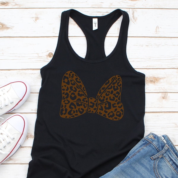 Minnie Leopard Bow Tank, Animal Kingdom Tank Top, Disney Minnie Tank, Disney Animal Kingdom Shirt, Disney World Tank, Disney Family Shirts