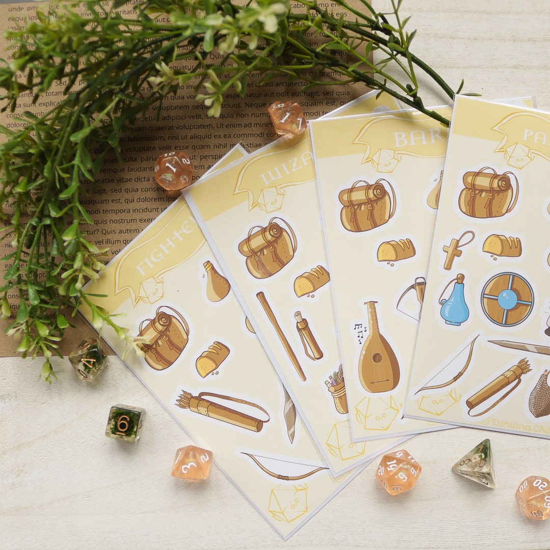 Dnd Sticker Sheet RPG Sticker Bard Wizard Sorcerer - Etsy
