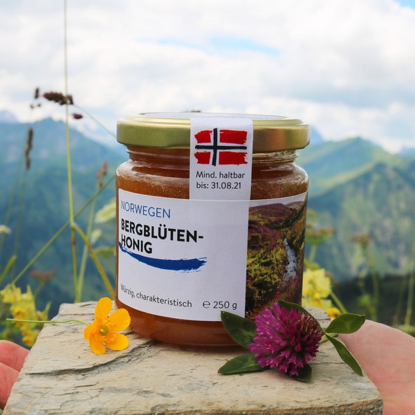 Norwegian mountain blossom honey 250, honey, raw, 100% natural