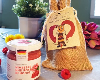 Mother’s Day Honey Set: Rose-Raspberry Honey with Jute Bag and Pendant