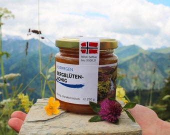 Miel de flor de montaña noruega 250, miel, cruda, 100% natural