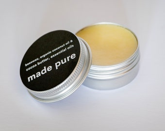 Natural Lip Balm - 20ml - coconut oil, cocoa butter, beeswax & essential oils, CPSR certified, natural, cruelty free, handmade