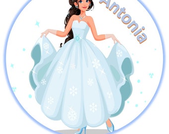 Cake topper Princess con el texto deseado Wafer Paper Premium / Decor Paper Plus Sin gluten Sin lactosa Kosher