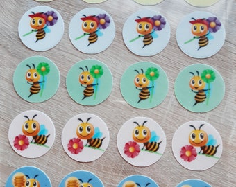 20 piezas de adornos para cupcakes, muffins / abejas de papel comestible o papel fondant decorativo premium