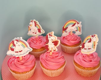 20 adornos comestibles para muffins, pasteles y cupcakes de unicornio hechos de papel comestible