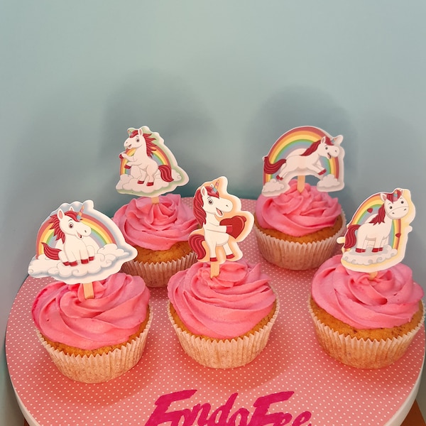 20 edible muffin toppers / cakes / cupcake unicorn made of edible paper