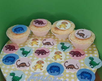 20 piezas de adornos para cupcakes, muffins/dinosaurios hechos de papel comestible o papel fondant decorativo premium