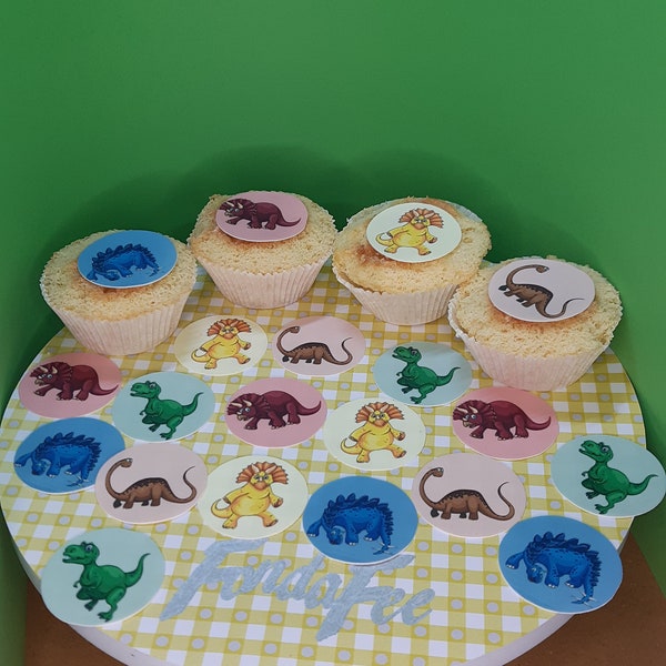 20 Stück Cupcake, Muffinaufleger / Dinosaurier aus Esspapier oder Dekor Fondantpapier Premium