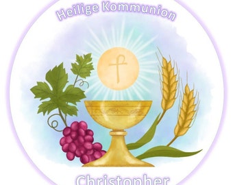 Cake Topper Communion, Sugar Picture, Personalizado, alrededor de 20 cm, Wafer Paper Premium / Decor Paper Plus Sin gluten Sin lactosa Kosher