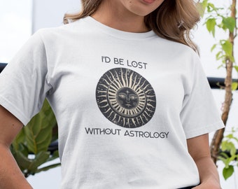 Perdido sem astrologia sol camiseta celestial luz do sol t astronomia amante presente astrologia camisa t camisa conforto cores verão camiseta