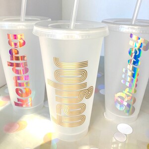 Custom Name Plastic Tumblers | Bridal Party Cups, Bridesmaid Tumbler with Straw, Bachelorette Custom Cup, Wedding Party Gifts, Personalized