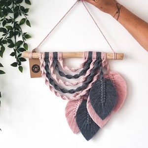 Macrame Rainbow 5 Leaf Wall Hanging Grey/Natural - Various colours available