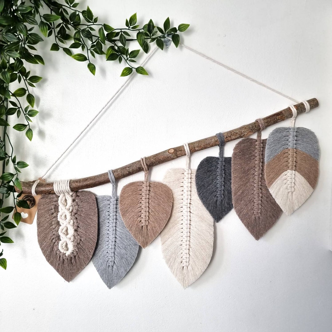 Macrame Luxury Leaf Hanging Browns, Macrame Leaves, Wall Hanging, Boho