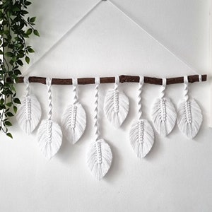 Macrame feathers, Macrame leaves, Macrame wall hanging, Boho macrame, Boho hanging, Scandi hanging, various leaf quantities/colours