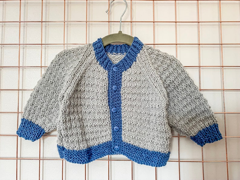 3-6 months approx Hand Knitted and Embroidered Personalised Baby Name Cardigan Upstitched Knits