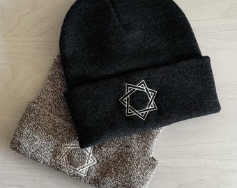 Star of Babalon Embroided Beanie Hat Heptagram Thelema