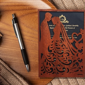 Invito di nozze tagliato al laser personalizzato, Suite di inviti di nozze in legno, Inviti di nozze rustici, Inviti di nozze unici