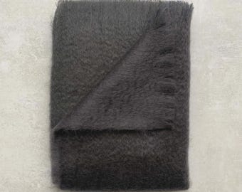 Albie Mohair and Wool Blanket Graphite Grey
