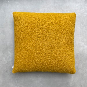 The Bouclé Cushion, Mustard Yellow, Solid Colour, Square 40x40cm, 45x45cm, 50x50cm, Lumbar Rectangular 37x56cm