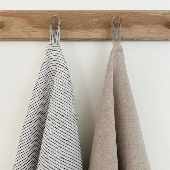 100% Leinen-Geschirrtücher OEKO-TEX® Zertifiziert - Naturbeige + Streifen