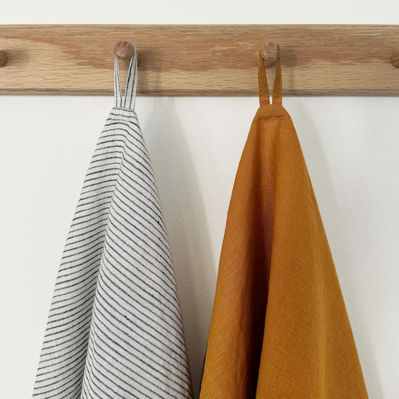 Geschirrtücher aus 100% Leinen, OEKO-TEX® zertifiziert - Gewürzgelb-Orange + Streifen