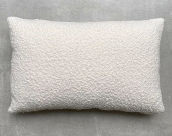 The Bouclé Cushion, Rectangular Lumbar, Ivory, Solid Colour, 37x56cm