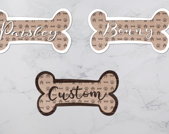 Dog Bone SVG - customizable file design - leash hooks - Pet name