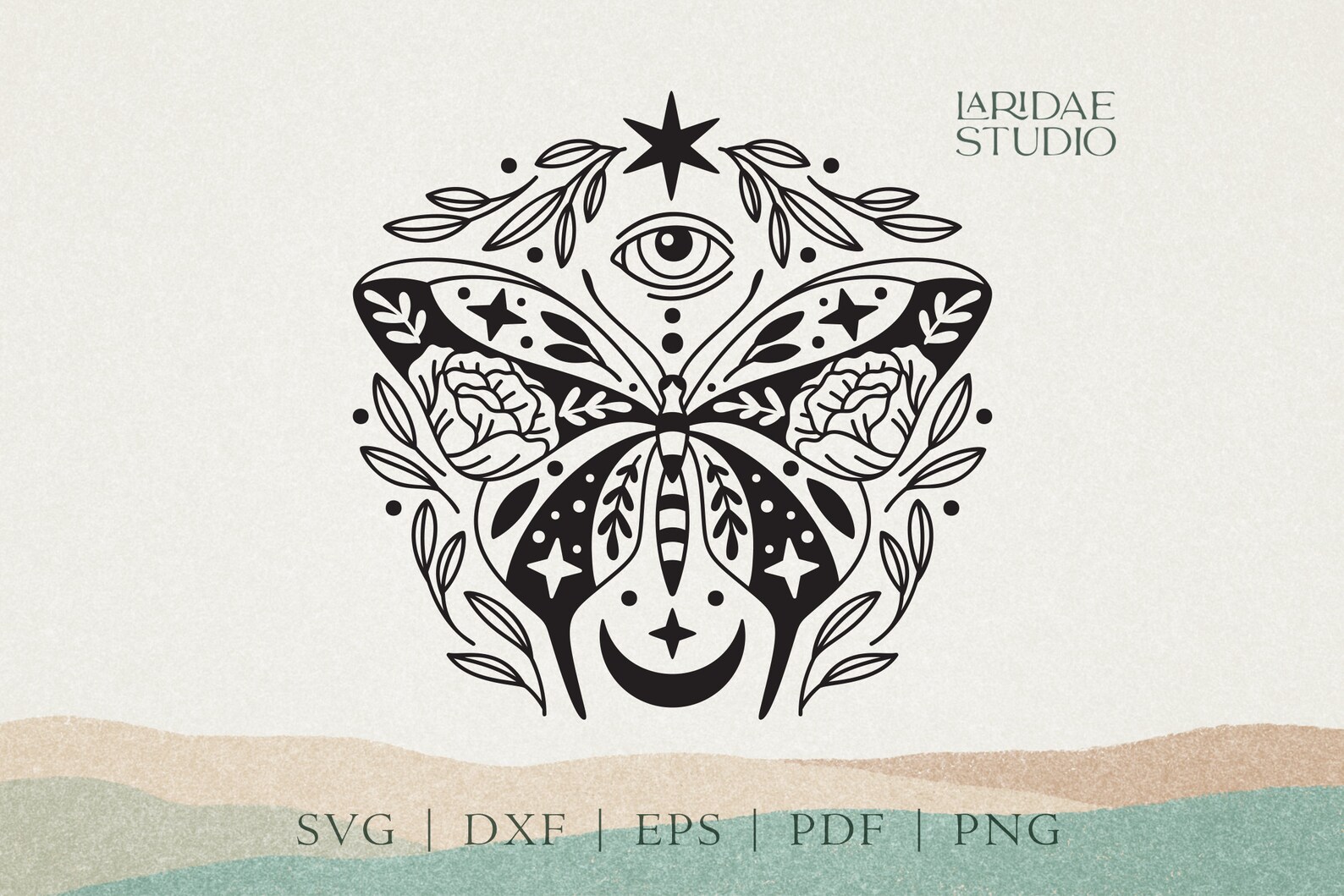 Celestial Moon Butterfly svg Boho Moth svg Luna Mystical | Etsy