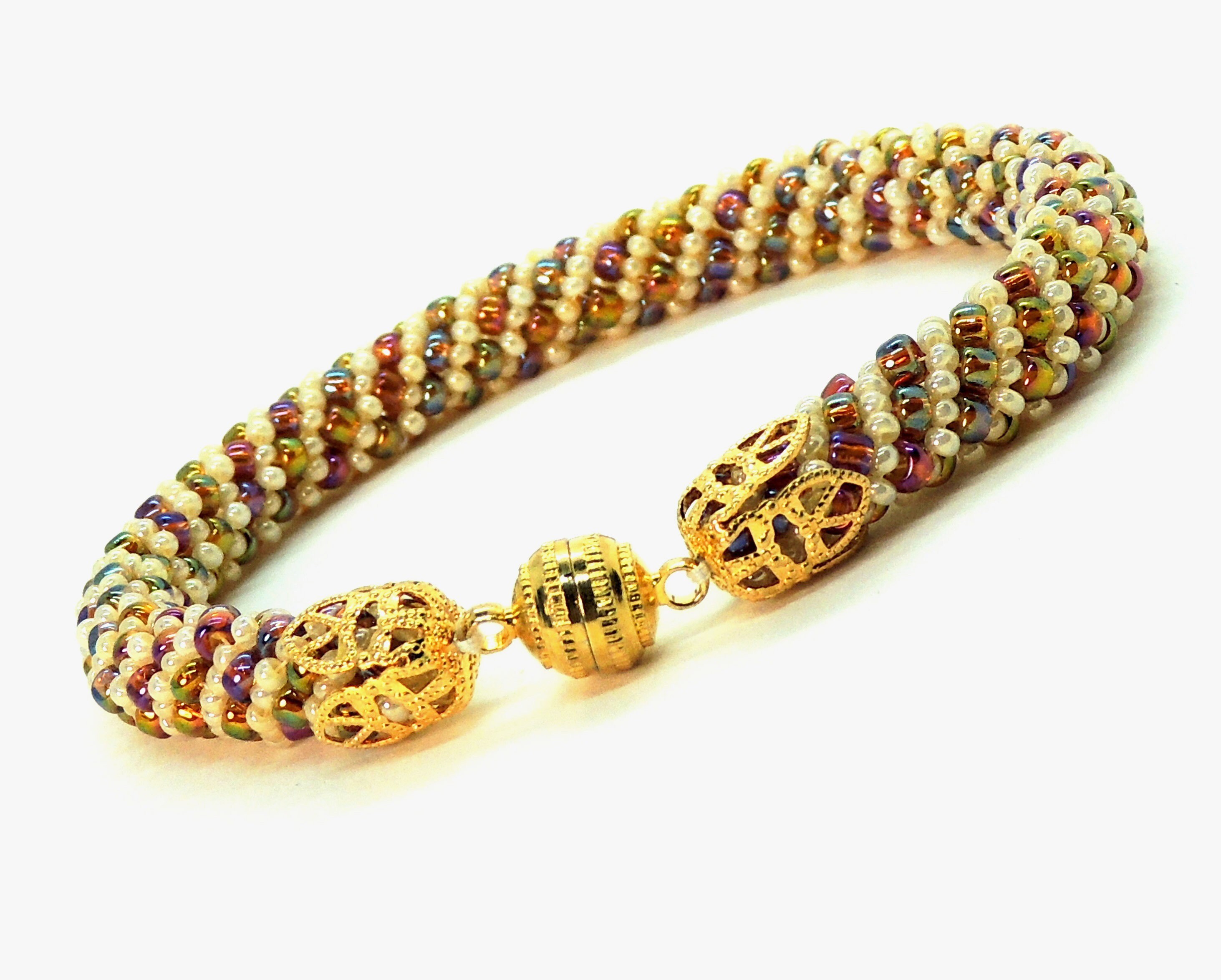 Handcrafted Rainbow Russian Spiral Preciosa Crystal Bracelet