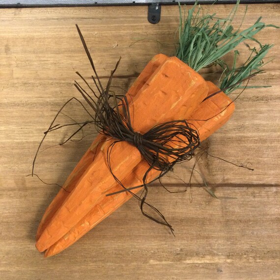 Handmade Wooden Carrots Primitive Carrots Spring Decor Etsy