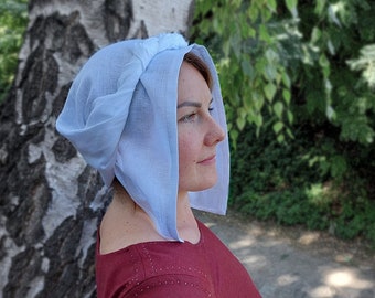 Medieval ladies coif, Medieval linen cap, 15th century coif, Renaissance cap, Historical linen hat, Reenactment coif, Medieval womens cap