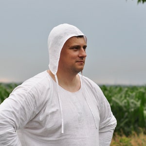 Medieval linen coif, 13th-15th century medieval coif, reenactment cap, renaissance bonnet, viking cap, men&#39;s medieval hat, historical hat