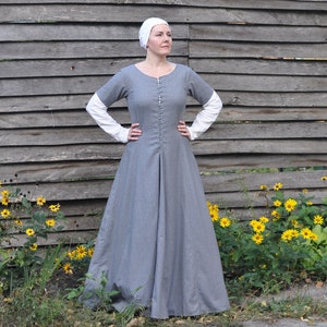 Medieval kirtle, Frontlaced kirtle, Medieval dress, 14th century dress, Kirtle dress, Medieval cotehardie, Wool kirtle, Renaissance kirtle image 1