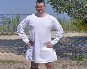 Men's linen chemise or shirt for 13th - 15th century medieval historical reenactors, Medieval shirt, Viking shirt, larp shirt, Linen clithes